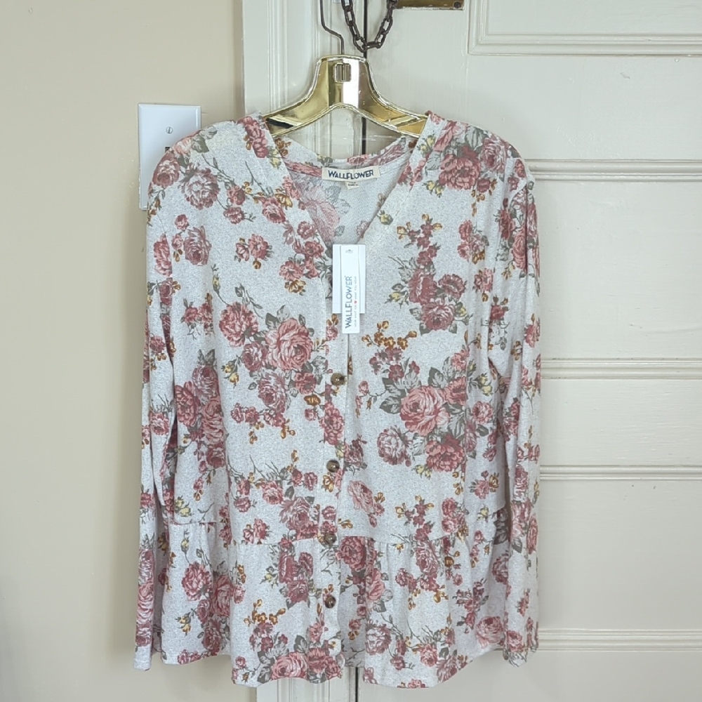 Wallflower Jeans Lightweight Women's Floral Soft Cardigan NWT